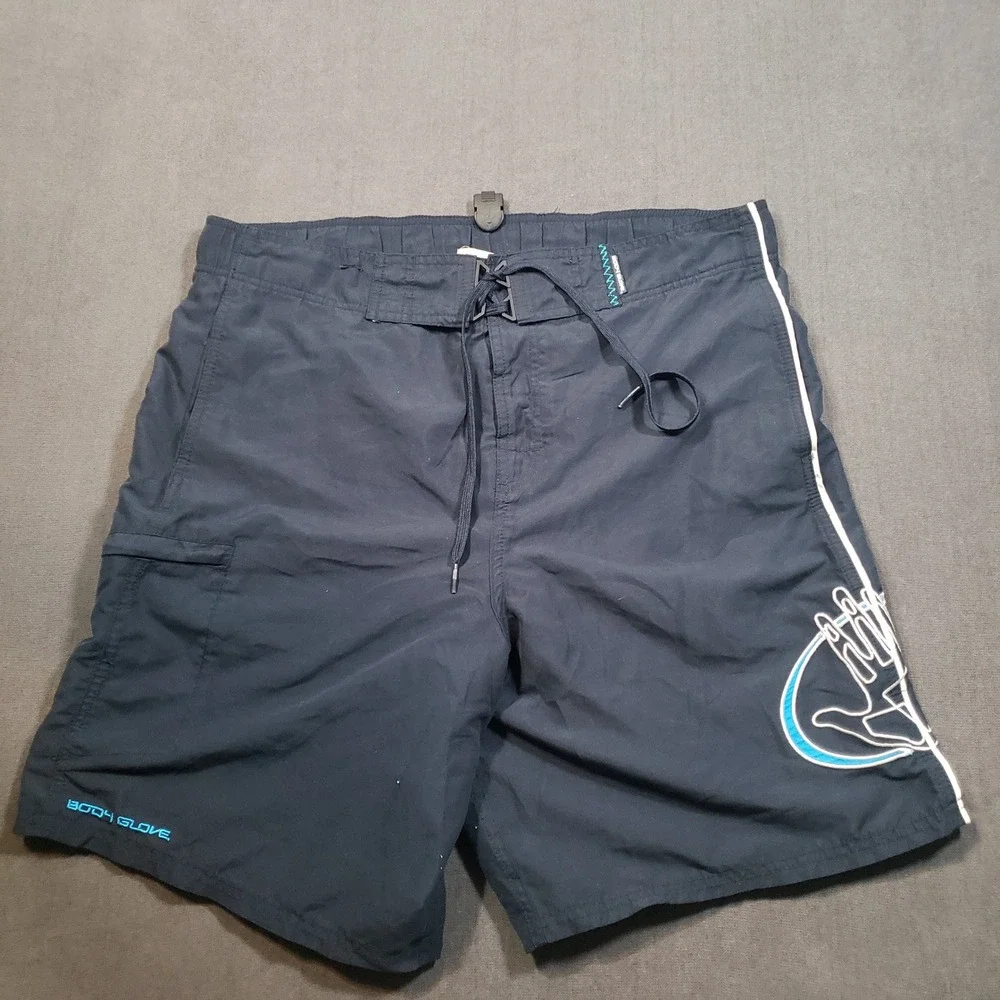 Body‎ Glove Board Shorts Mens Large Black Swim Trunks Embroidered Logo